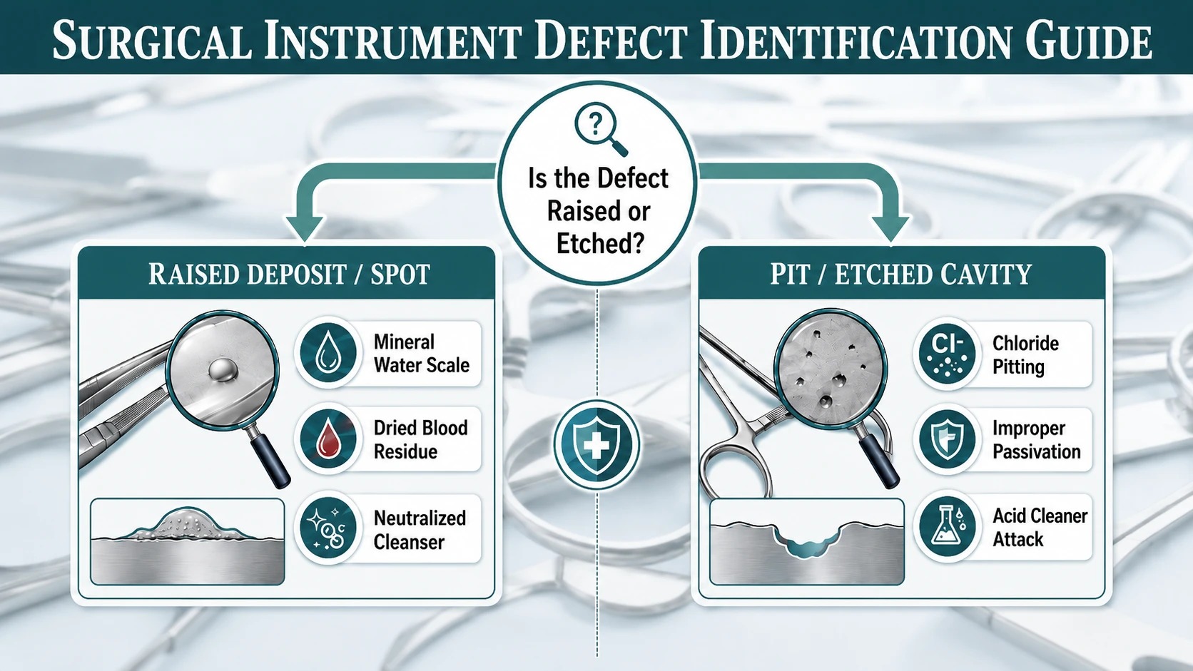 Surgical instrument defect identification guide flowchart